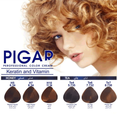 رنگ مو پیگار PIGAR بدون سولفات و کم آمونیاک سری عسلی